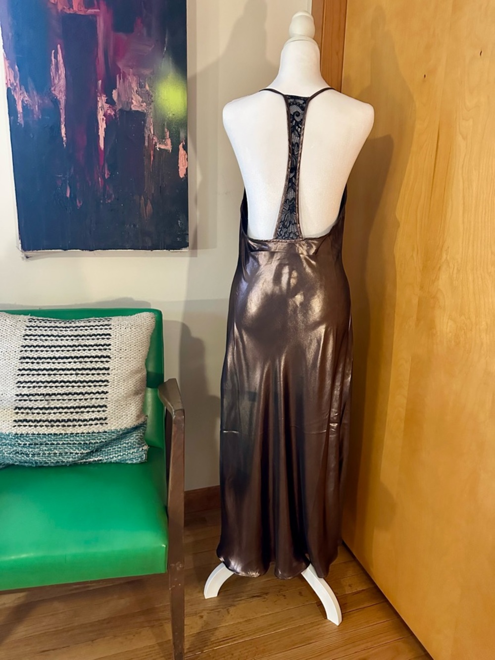 Free People-Halter Midi Dress in Metallic Rose